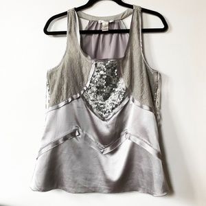 SPARKLING Kenar Sequin Laced Top silky silver
